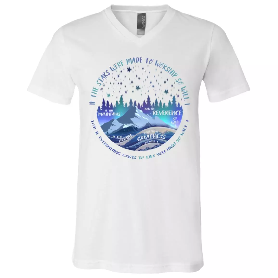 If The Stars were Made to Worship So Will I T-Shirt, White, V-Neck T-Shirt