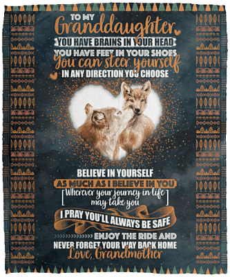 Grandmother to My Granddaughter You Have Brains in Your Head Feet in Your Shoes Fleece Blanket-Premium Sherpa Blanket, White, Cozy Plush Fleece Blanket - 50x60