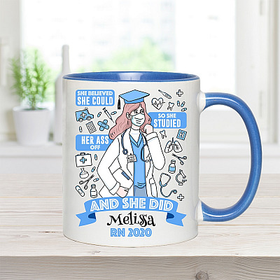 Alternative view of Personalized Nurse Graduation Mug She Believed She Could So She Studied Her Ass Off And She Did Coffee Mug