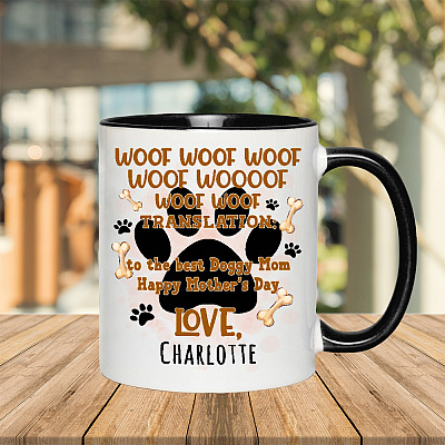 Alternative view of Woof Woof Translation To The Best Doggy Mom Personalized Accent Mug - Fun Mother's Day Dog Mom Customized Mug