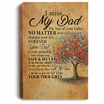 Grief Gifts For Loss Of Father - I Miss My Dad Gallery Wrapped Framed Canvas Prints - Unframed Poster - Home Decor Wall Art, White, 0.75'' Framed Canvas
