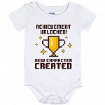 Achievement Unlocked New Character Created Baby Onesie - Baby Toddlers Bodysuit - Dad And Baby Matching Shirts, White, Baby Onesie - 12 Month