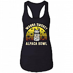 Wanna Smoke Alpaca Bowl Vintage Ladies Racerback Tank - Funny 420 Marijuana Cool Llama Weed Saying Tank Top, Black, Ladies Racerback Tank