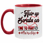 Hair Up Scrubs On Time To Fight Accent Mug, White/Red, 11 oz. Accent Mug