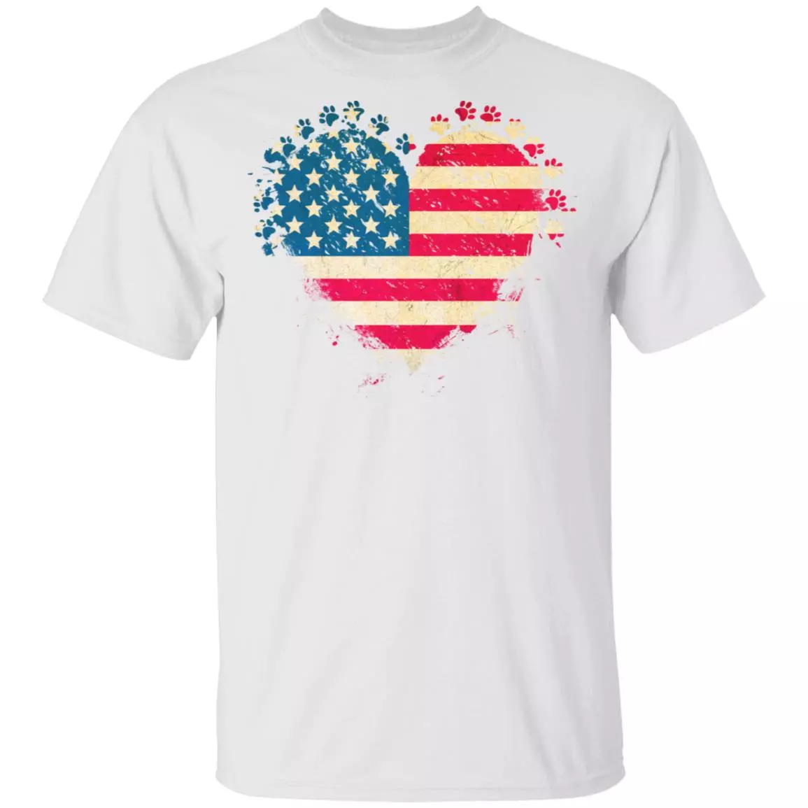 Independence Day Paw Flag Fourth Of July United States T-Shirt, White, Unisex T-Shirt Independence Day Paw Flag Fourth Of July United States T-Shirt, White, Unisex T-Shirt