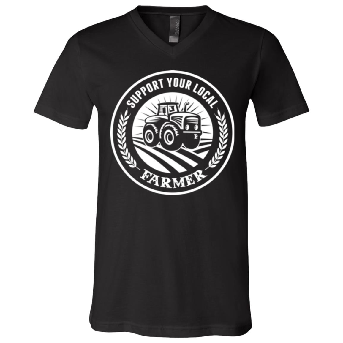 Support Your Local Farmer T-Shirt - V-Neck Tee, Black, V-Neck T-Shirt