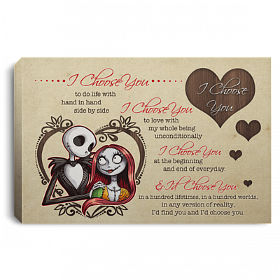 I Choose You to Do Life with Hand in Hand Sully Jack Framed Canvas - Unframed Poster - Home Decor, White, 0.75'' Framed Canvas