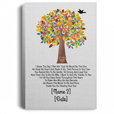 Mother Of The Groom Personalized Canvas Prints - Gift From Bride - Mother In Law Custom Poster Wall Art, White, 0.75'' Framed Canvas