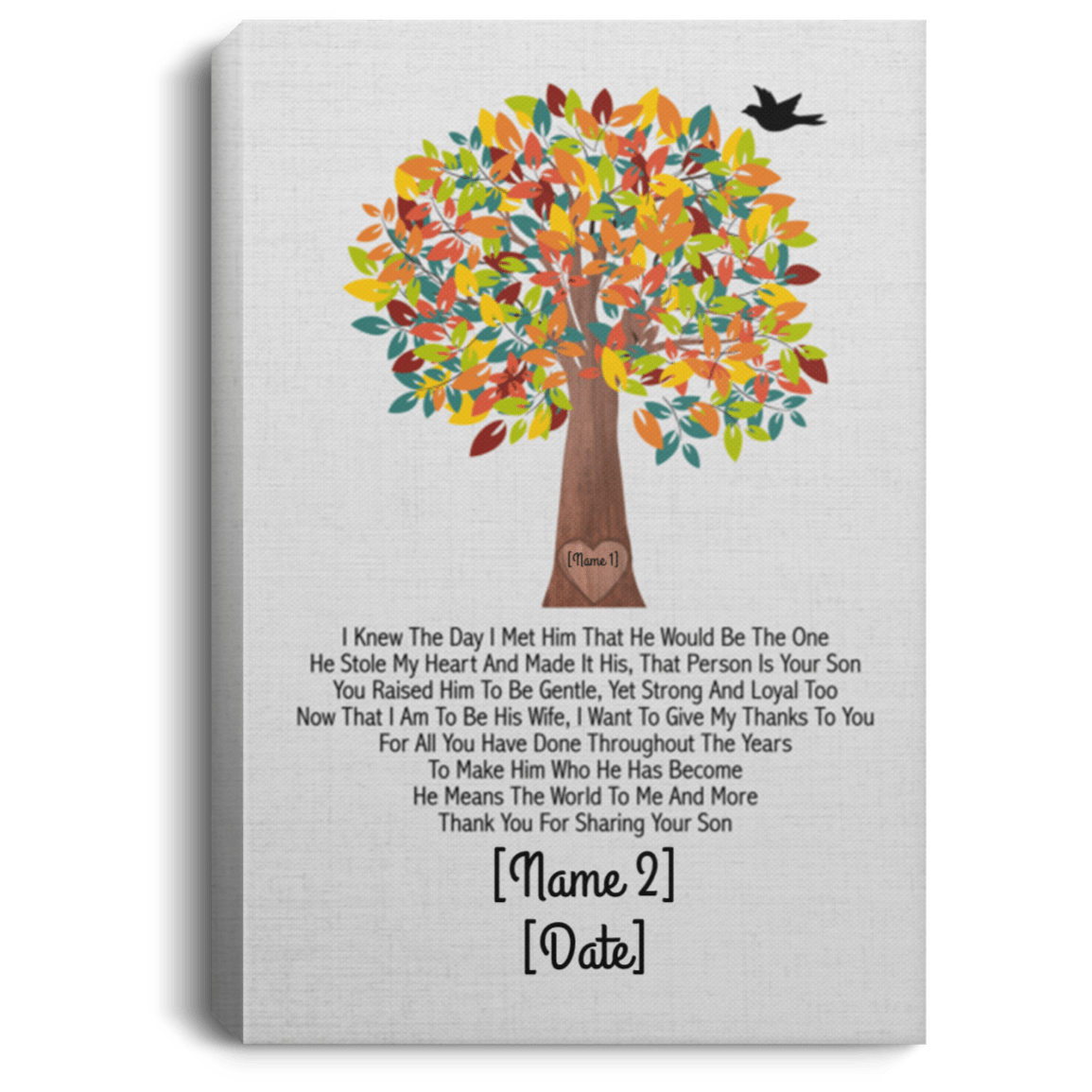 Mother Of The Groom Personalized Canvas Prints - Gift From Bride - Mother In Law Custom Poster Wall Art, White, 0.75'' Framed Canvas