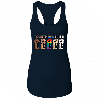 Together We Rise Tank Top - Black Lives Matter Tank Top - Equality Social Justice Tank Top, Midnight Navy, Ladies Racerback Tank