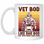Vet Bod Like Dad Bod but with More Knee Pain Vintage Accent Mug, White, 11 oz. White Mug