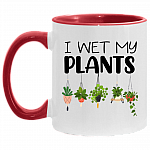 I Wet My Plans Accent Mug - Funny Planting Tree Mug, White/Red, 11 oz. Accent Mug