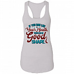If You Ran Like Your Mouth You'd Be In Good Shape Funny Sarcastic Tank Top Tee - Ladies Racerback Tank, White, Ladies Racerback Tank