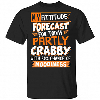My Attitude Forecast for Today Partly Crabby with 80 Chance of Moodiness T-Shirt, Black, Unisex T-Shirt