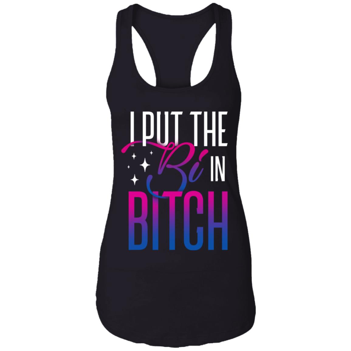 I Put The Bi In Bitch Cotton Tank Top Tee - Ladies Racerback Tank - Funny Bisexual Pride Flag Shirt, Black, Ladies Racerback Tank I Put The Bi In Bitch Cotton Tank Top Tee - Ladies Racerback Tank - Funny Bisexual Pride Flag Shirt, Black, Ladies Racerback Tank