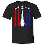 Airplane Jet Fighter 4th of July T-Shirt - Patriotic USA American Flag Shirt - Red White Blue T-Shirt, Black, Unisex T-Shirt