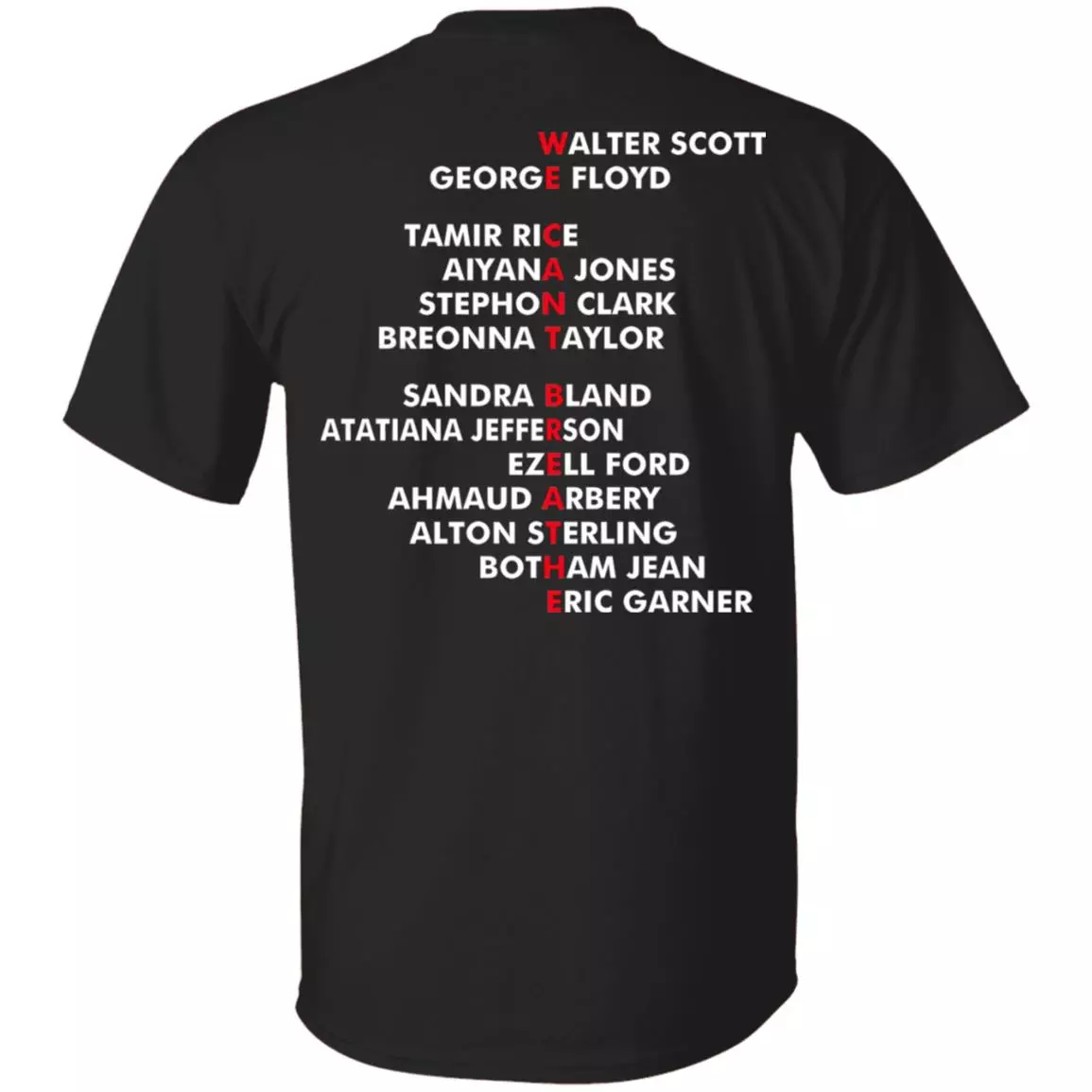 We Can't Breathe - Blm Print on Back Only - Plain Front T-Shirt, Black, Unisex T-Shirt