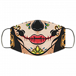 Mexican Calavera Sugar Skull Washable Reusable Custom – Printed Cloth Face Mask Cover, White, Cloth Face Mask