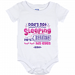 Dad's Not Sleeping He's Resting His Eyes Funny Baby Onesie - Baby Infant Bodysuit, White, Baby Onesie - 12 Month