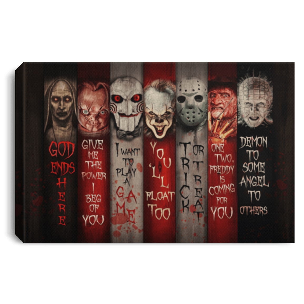 Character Halloween Scary Nun Jason Penny Freddy Chuck-y Framed Canvas - Unframed Poster, White, 0.75'' Framed Canvas