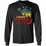 I Hate People Bigfoot Hoodie - Sweatshirt - Long Sleeve Shirt - Funny Bigfoot Gifts Shirts, Black, Long Sleeve