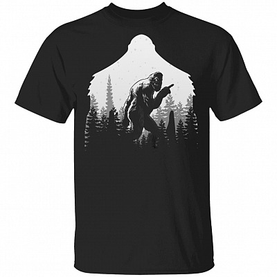 Bigfoot Middle Finger T-Shirt - Funny Bigfoot Shirt, Black, Unisex T-Shirt