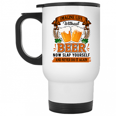 14 oz. White Travel Mug