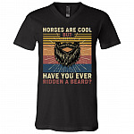 Horses Are Cool but Have You Ever Ridden a Beard Vintage Retro T-Shirt - V-neck, Black, V-Neck T-Shirt