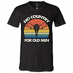 No Country for Old Men Feminist Gift T-Shirt - V Neck, Black, V-Neck T-Shirt