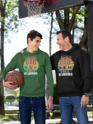 I Don't Always Usually Tell Dad Jokes Vintage Hoodie Sweatshirt-pullover-hoodie-mockup-featuring-a-father-and-his-son-at-a-basketball-court