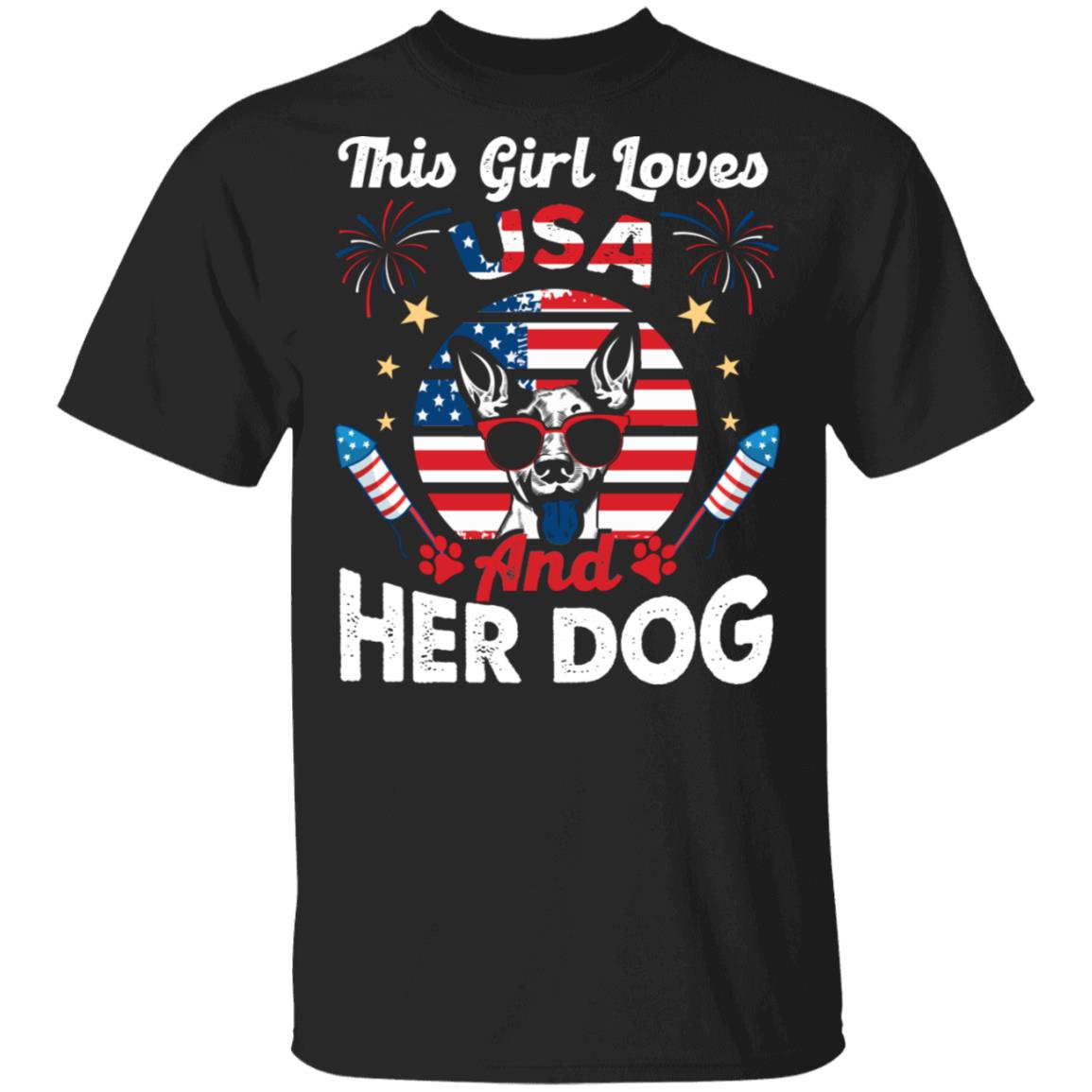 This Girl Loves USA and Her Dog T-Shirt - V-Neck Tee - Dog 4th of July Shirt, Black, Unisex T-Shirt This Girl Loves USA and Her Dog T-Shirt - V-Neck Tee - Dog 4th of July Shirt, Black, Unisex T-Shirt