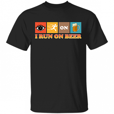 I Run On Beer Funny Drinking Team Beer Lover Gift T-shirt, Black, Unisex T-Shirt