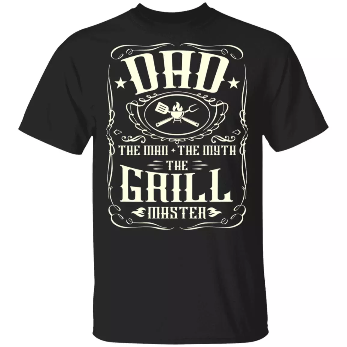 Dad Man Myth Grill BBQ Master Father's Day Gifts T-shirt, Black, Unisex T-Shirt