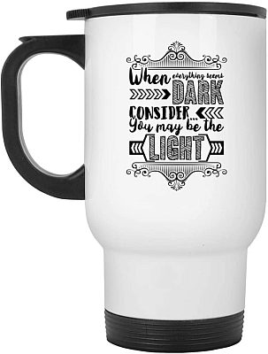 14 oz. White Travel Mug