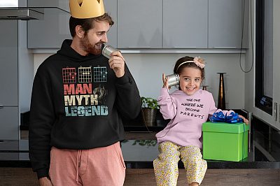 Best Dad Guitar Man Myth Legend Notes Hoodie Sweatshirt-mockup-featuring-a-man-playing-with-his-daughter-on-father-s-day
