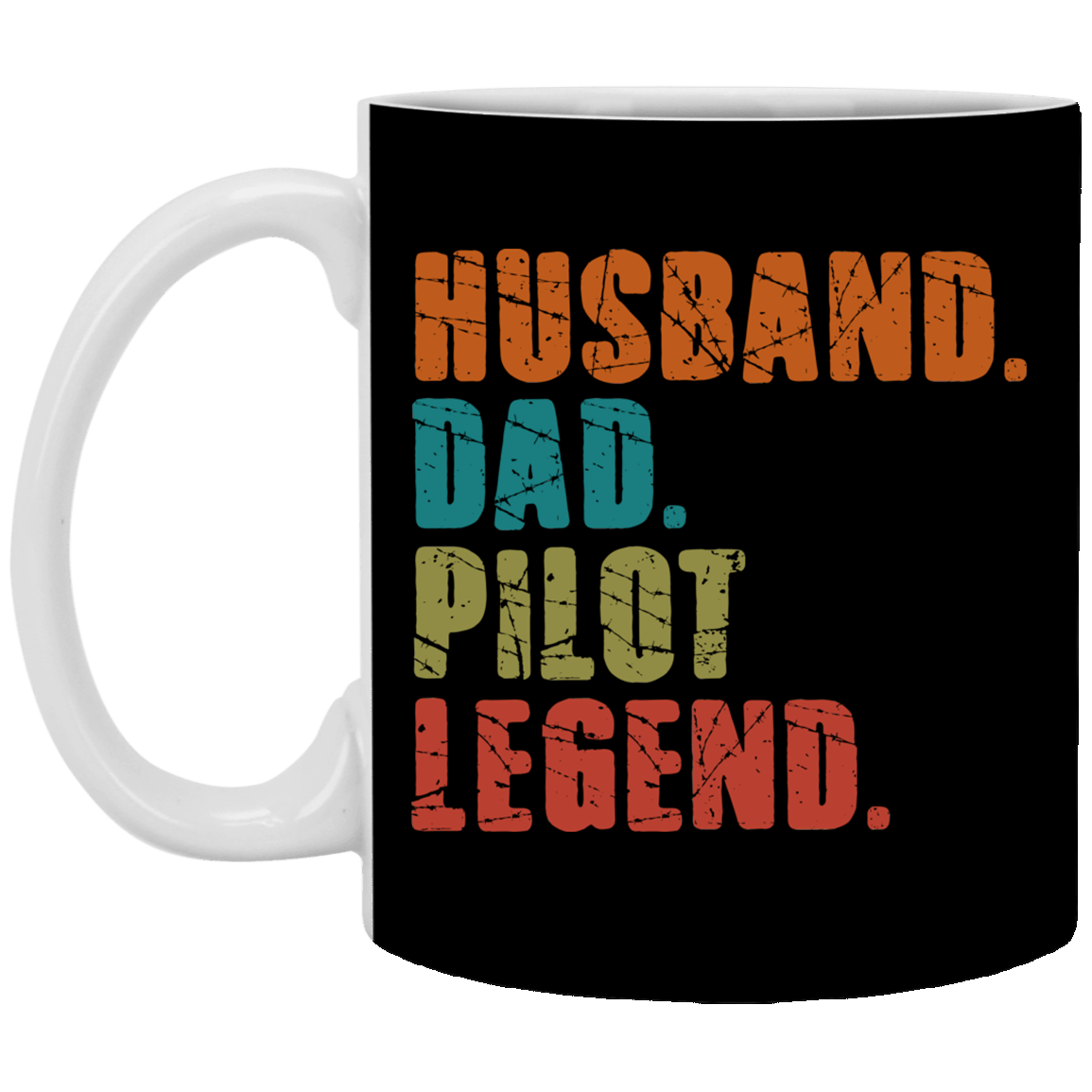 Vintage Husband Dad Pilot Legend Gift For Pilot Father's Day Ceramic Coffee Mug - Beer Stein, Black, 11 oz. White Mug