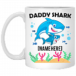 Personalized Daddy Shark With 1 Kid Ceramic Coffee Mug - Beer Stein - Water Bottle - Dad Shark Gifts, White, 11 oz. White Mug Personalized Daddy Shark With 1 Kid Ceramic Coffee Mug - Beer Stein - Water Bottle - Dad Shark Gifts, White, 11 oz. White Mug