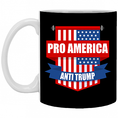 Pro America Anti Trump American Flag Ceramic Coffee Mug - Beer Stein - Water Bottle - Color Changing Mug, Black, 11 oz. White Mug