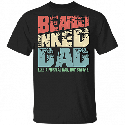 Vintage Bearded Inked Dad Like A Normal Dad But Badass Funny Gift For Daddy T-shirt, Black, Unisex T-Shirt