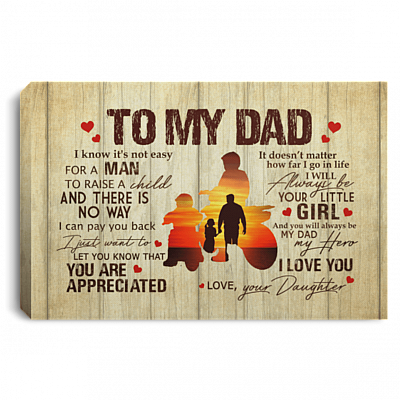 From Daughter To My Dad Not Easy To Raise A Child Dirt Bike Canvas Poster - Father's Day Dirt Bike Wall Art, White, 0.75'' Framed Canvas