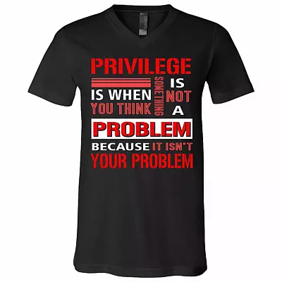 Privilege Is Not a Problem Because It Isn't Your Problem T-Shirt - V Neck, Black, V-Neck T-Shirt