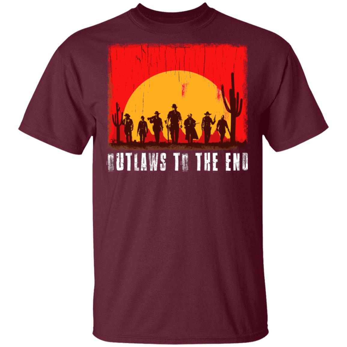 Outlaws to The End T-Shirt, Maroon, Unisex T-Shirt