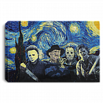 Starry Horror Character Night Halloween Framed Canvas Print - Unframed Poster, White, 0.75'' Framed Canvas