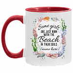 Personalized Some Girls Are Born with the Beach in Their Souls Accent Mug, White/Red, 11 oz. Accent Mug