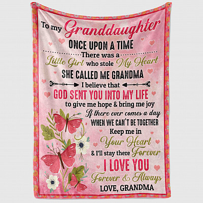 Alternative view of Butterfly To My Granddaughter Once Upon A Time There Was A Little Girl Fleece Blanket - Premium Sherpa Blanket