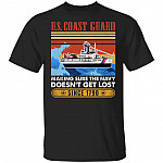 Vintage Coast Guard Making Sure The Navy Doesn't Get Lost Since 1790 T-Shirt, Black, Unisex T-Shirt