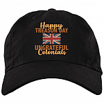 Happy Treason Day Ungrateful Colonials 4th Of July British Flag Twill Cap - Trucker Hat, Black, Brushed Twill Dad Cap