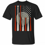 Vintage Baseball Flag T-Shirt - American Flag T-Shirt - Patriotic Shirt - Baseball Fan Shirt - 4th July Shirt, Black, Unisex T-Shirt