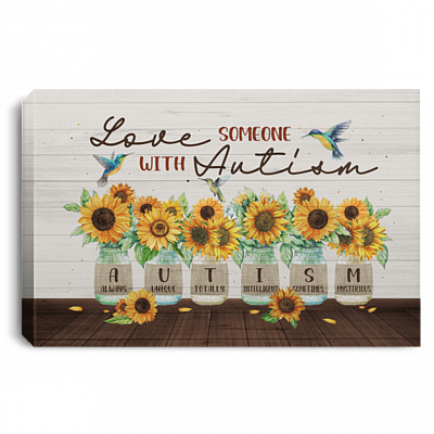 Love Someone With Autism Framed Canvas - Unframed Poster, White, 0.75'' Framed Canvas