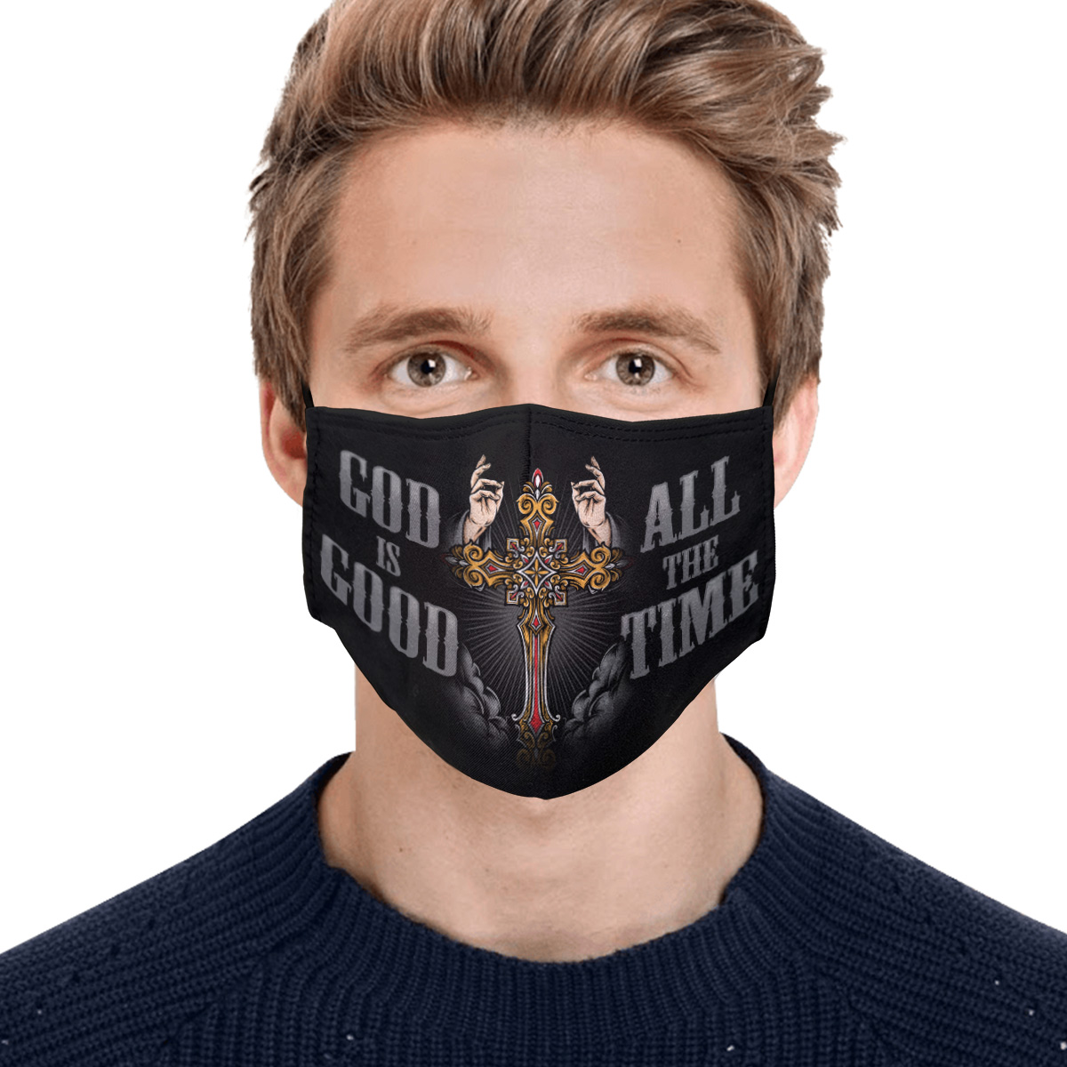 14VT. God Is Good Mask mockup